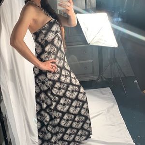 Rhapsody Black & White Tie Dye Maxi Dress SZ M